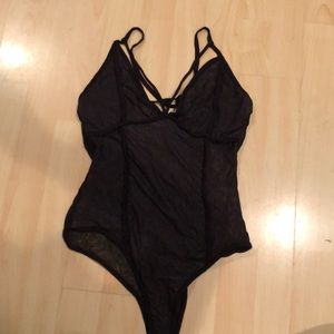 Black polyester bodysuit